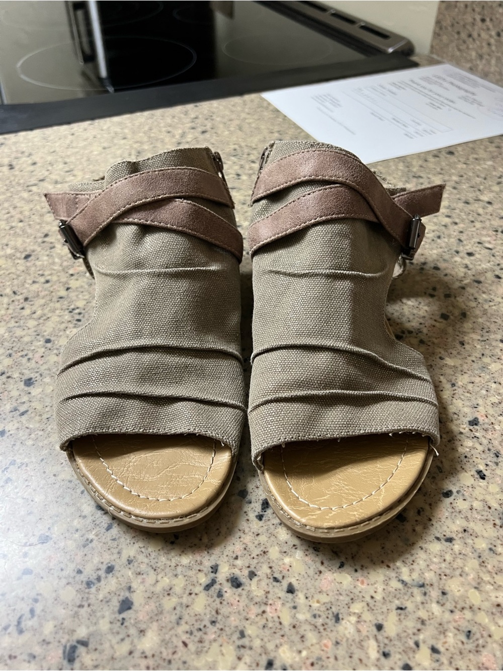 Not Rated Olive-Taupe Fabric Sandals